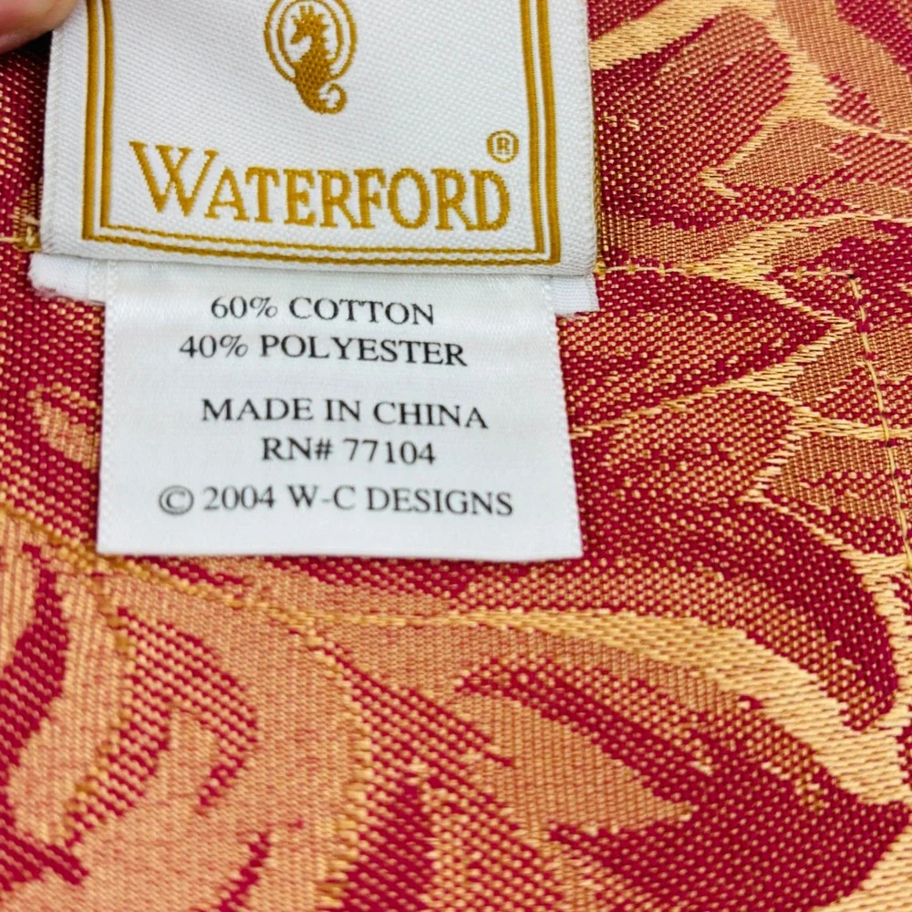 Waterford Floral Damask Placemat Set of 4 Gold Burgundy Jacquard Fabric 2004